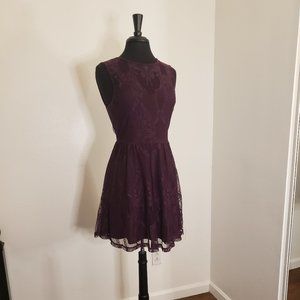 Purple Lace Illusion Cocktail Dress